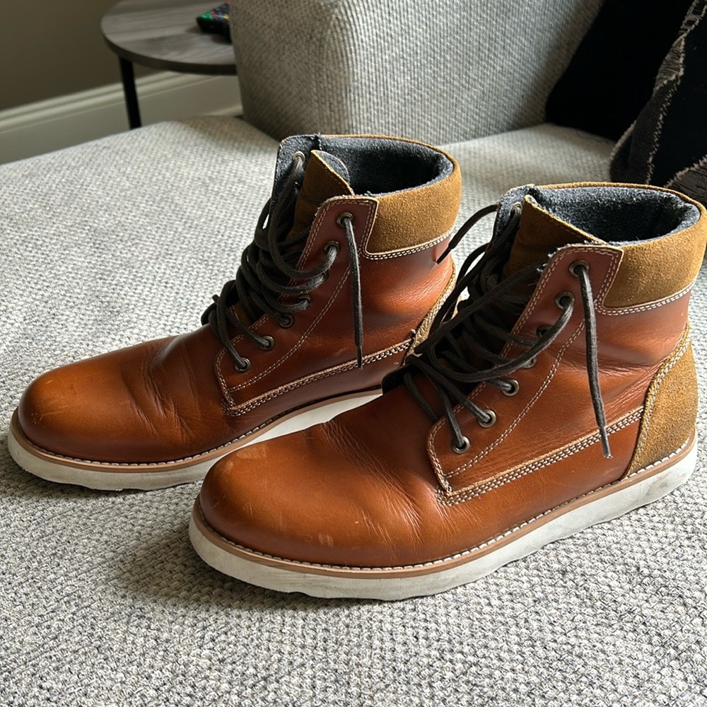 Express Casual Brown Leather & Faux Leather Boots
